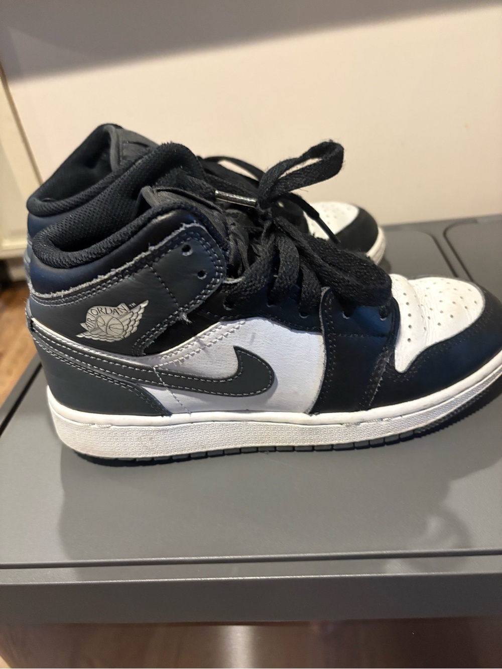 Jordan Kids Black and White High-Top Sneakers